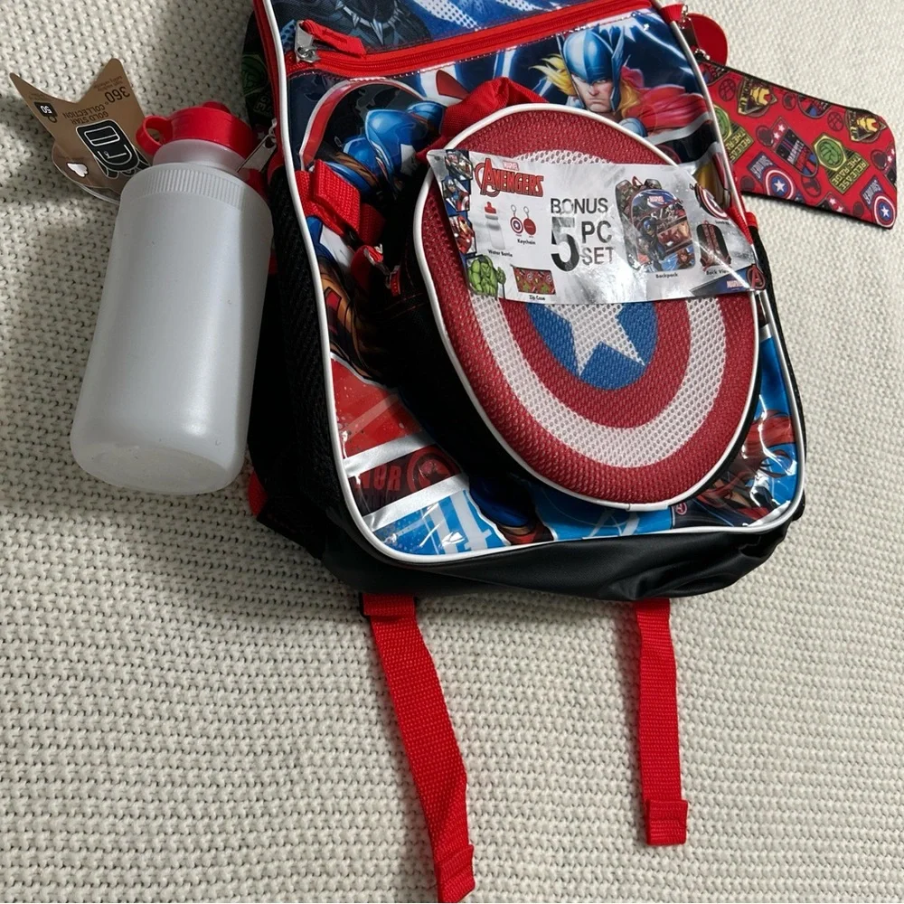 Marvel Avengers Boys Bookbag‎ Backpack Lunch Box - 5 Piece Set. | NWT